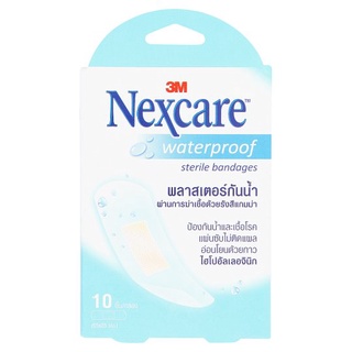 🚚💨พร้อมส่ง!! 3เอ็ม เน็กซ์แคร์ พลาสเตอร์กันน้ำ ขนาด 65x25มม. 10 ชิ้น 3M Nexcare 65x25mm. Waterproof Sterile Bandages 10pc