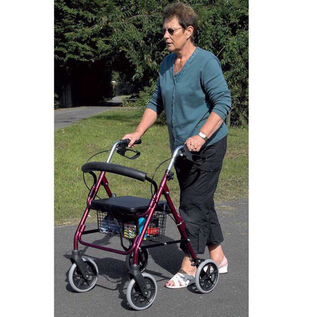 รถหัดเดินอลูมิเนียม - รถหัดเดิน Aluminum Rollator พับได้ มีเบรกมือ