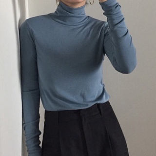 #ส่งต่อ เสื้อยืดแขนยาวสีฟ้า earth tone