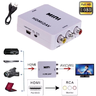 HDMI แปลงเป็น RCA AV/อะแด็ปเตอร์ CVBS HD 1080 จุด MINI HDMI2AV ตัวแปลงวิดีโอสีขา