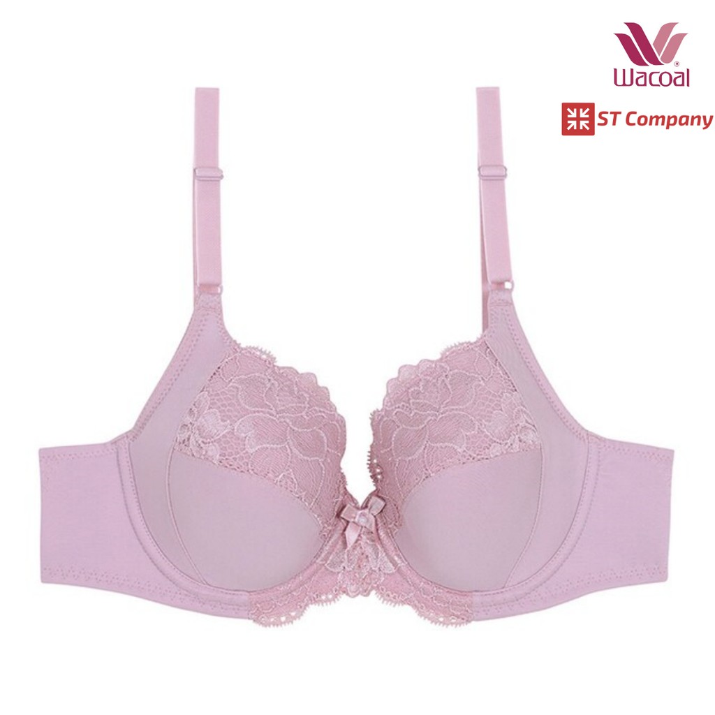 ชุดชั้นใน Wacoal Basic Bra สีชมพู (WR) รุ่น WB9893 รูปแบบ 4/5 Cup ลายลูกไม้ มีโครง โอบกระชับเต้าทรง 