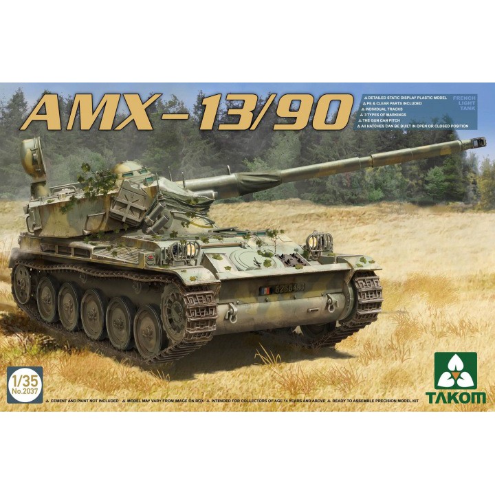 พลาสติก โมเดล ประกอบ TAKOM สเกล 1/35 AMX-13/90 French Light Tank