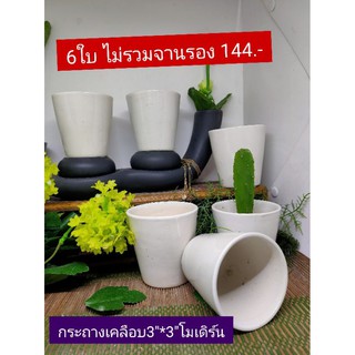 กระถางเคลือบเซรามิค3"*3"โมเดิร์น(ไม่มีจานรอง6ใบ)