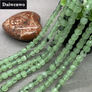 Aaaaa Prehnite ลูกปัดสเปเซอร์ ทรงลูกบาศก์ ขนาด 6 มม. สําหรับทําสร้อยข้อมือ DIY