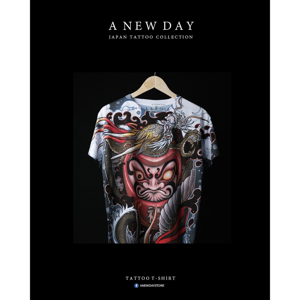 A NEW DAY NO : 063  เสื้อลาย สไตล์ญี่ปุ่น สกรีนเต็มตัว ลายสักญี่ปุ่น ดารุมะ Daruma Lucky ใส่ได้ทั้ง 