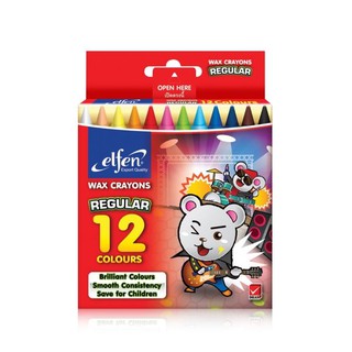 elfen เอลเฟ่น สีเทียนมาตราฐาน 12 สี // deli สีเทียนมาตราฐาน 12 สี