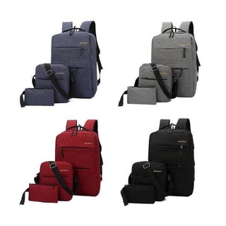 กระเป๋า Backpack เซ็ต 3 ใบ มีช่องต่อUSB แถมฟรีสายชาร์จ 1อัน คุ้มเว่อร์!!