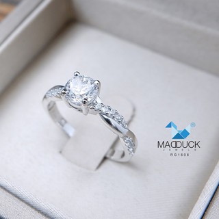 Madduckjewels แหวนเงินแท้ เพชร CZ ชุบโรเดียม RG1606