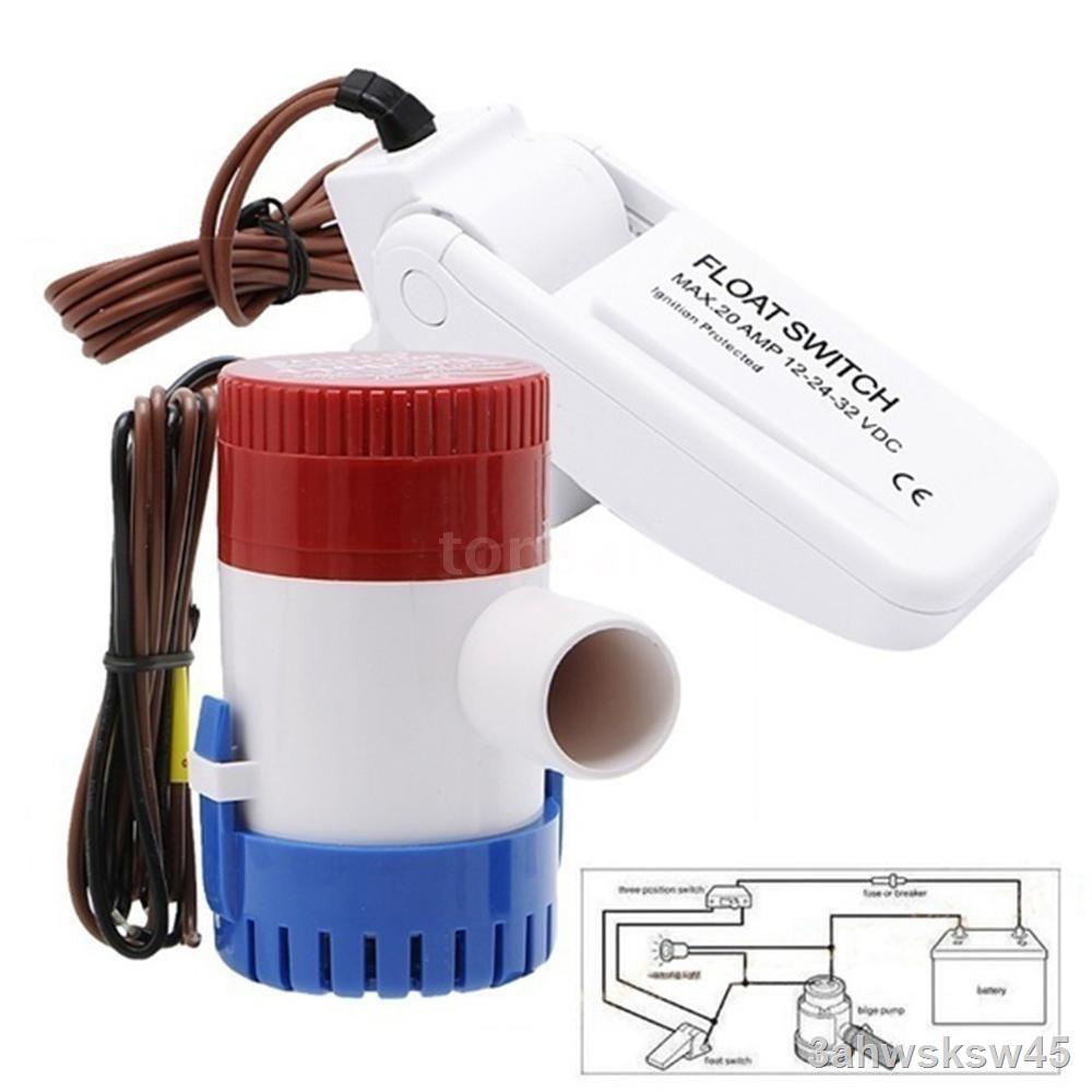 12V 1100GPH Automatic Boat Bilge Pump Float Switch Bilge Switches Flow Sensor for Electric Water