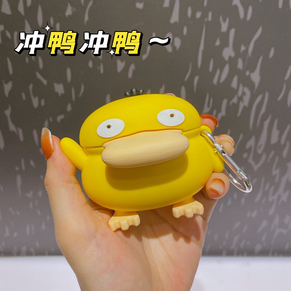 เคส airpods 4 การ์ตูนน่ารัก psyduck สําหรับ airpods 1 2 3 pro พร้อมตะขอ