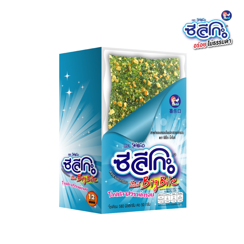 ซีลีโกะ Big Bite สาหร่ายอบกรอบ โรยปลาสวรรค์กรอบ 12 ซอง/กล่อง
