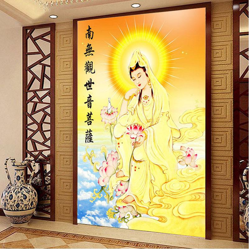 QIANZEHUI DIY 5D Diamond Embroidery,Round Diamond Goddess of mercy blessing Full Diamond painting cross stitch