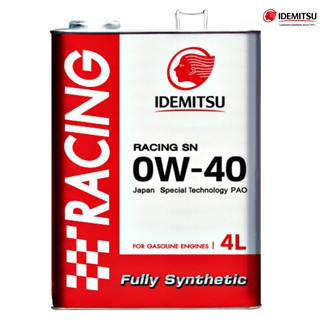 น้ำมันเครื่อง IDEMITSU RACING SN 0W-40 น้ำมันเครื่องสังเคราะห์ 100% จากประเทศญี่ปุ่น สำหรับเครื่องยนต์เบนซิน (4 ลิตร)