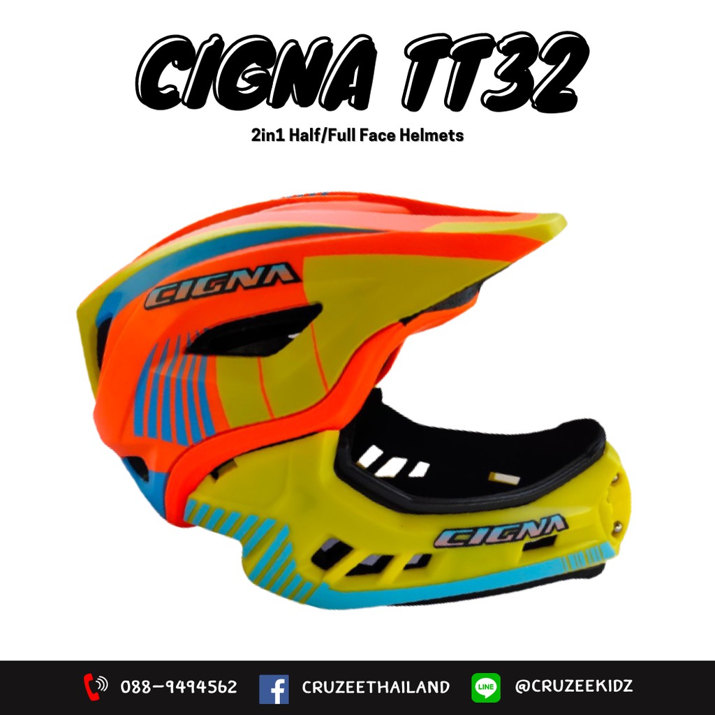 หมวกกันกระเเทก ซิกน่า เต็มใบแบบถอดได้ NEW-FullFace Helmet TT-32 Orange