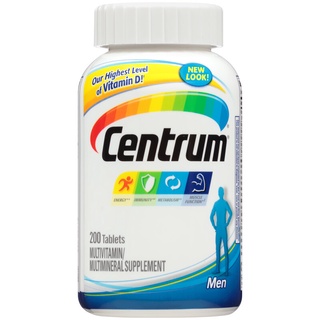 Centrum Multivitamins Men 200 Tablets Multimineral โฉมใหม่ สหรัฐอเมริกา เซ็นทรัม วิตามินรวม ผู้ชาย 200 เม็ด