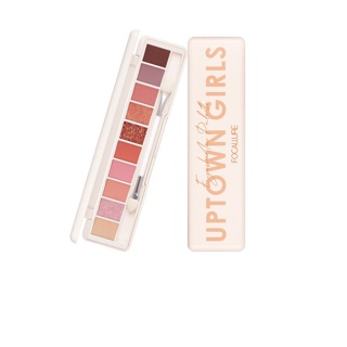 FOCALLURE พาเลตต์อายแชโดว์ กันน้ำ 10 สี พร้อมแปรง และกระจกสองชั้น