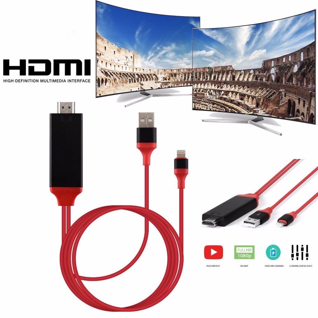 Lighting to HDMI Adapter Compatible with Phone Pad White Lighting Digital AV Adapter 1080p HD TV Connector Compatible with Phone 12 11 XS Max Pro X 8 7 pad 