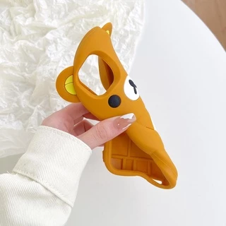 3D RilakkumaหมีซิลิโคนปลอกสําหรับIPhone 14 15 16 11 12 13 17 PLUS Pro MAXกันกระแทกป้องกันกรณี