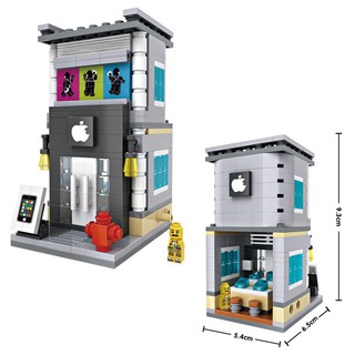 ตัวต่อ Loz 1603 ชุด Mini Street ร้าน Apple   จำนวนตัวต่อ 301 ชิ้น  สามารถนำร้านค้ามาต่อเป็นเมืองได้