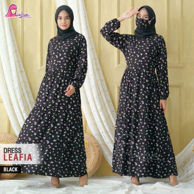 Leafia Milan Dress Gamis Rayon Busui ชุดเดรสมุสลิมสําหรับผู้ใหญ่พร้อมหน้ากากฟรีล่าสุด