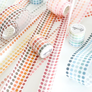 สติกเกอร์ ลายจุด เทปตกแต่ง วาชิเทป masking tape ขายเป็นม้วน Washi Tape