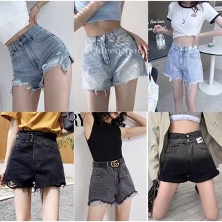 🔥ส่งไวจากไทย🔥（35-80kg）XS-3XLกางเกงยีนส์ขาสั้นคุณภาพดี สุ่มแบบ งานมือ1 Oversize  Shorts Korean Loose High Waist   A-line