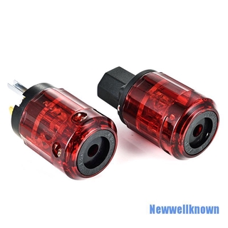 [Newwellknown 0407] ปลั๊กไฟ IEC US ชุบทอง สําหรับสายสัญญาณเสียง HIFI DIY 1 คู่