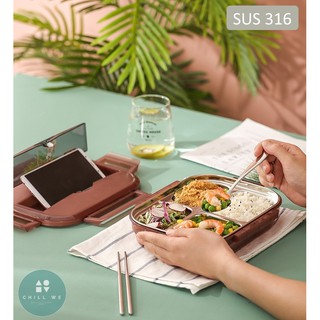 ☘️ เกรดดีกว่า304 กล่องอาหาร สแตนเลส 316 ☘️  พกพาง่าย สะดวก  Stainless Steel Lunch Box