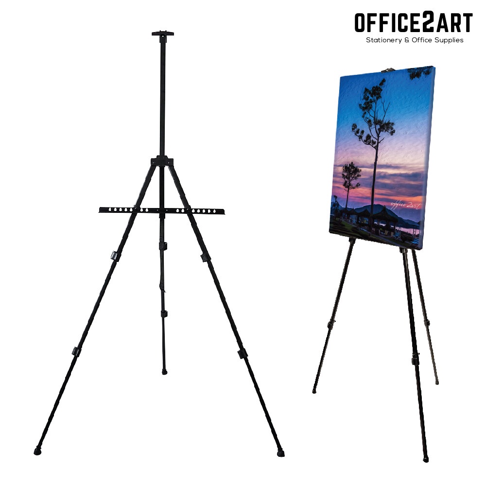 WAKU ขาตั้ง ขาตั้งรูป ขาตั้งเหล็ก ขาตั้งวาดรูป No.3201 สีดำ พร้อมกระเป๋าสะพาย สำหรับตั้งป้ายโฆษณา ภาพ เฟรมผ้าใบ กรอบรูป - รูปที่ 2