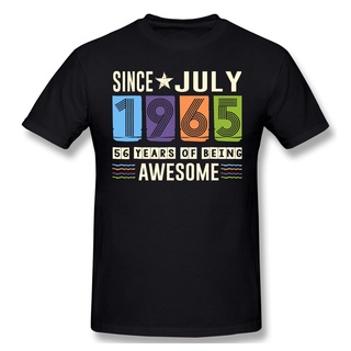 T-shirt  เสื้อยืดคอกลม แขนสั้น พิมพ์ลาย Awesome Since July 1965 สไตล์ฮาราจูกุ ของขวัญวันเกิด สําหรับผู้ชาย 56 ปีS-5XL