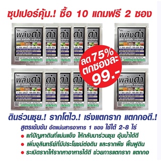 พลังดำ สูตรระเบิดดินระเบิดราก ลด 75% ซื้อ 10 แถม 2 ซองฟรี! ดินดี ฟื้นฟูดิน ฟื้นฟูราก แก้ปัญหาดินแน่นแข็ง ดินเสีย