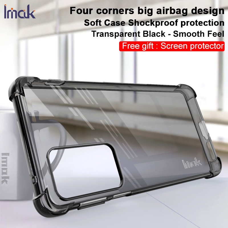 Imak for Motorola Edge 20 Lite Shockproof Clear Edge20 Soft TPU Case Moto Edge S Pro Transparent Silicone Back Cover Screen Film