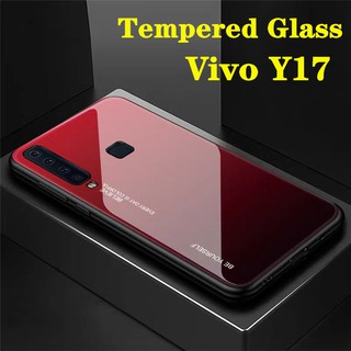 พร้อมส่งทันที Case Vivo Y17 เคสกระจกสองสี เคสเงาไล่สี สีกระจกเทมเปอร์ปลอกแก้วฝาหลังกันชน ขอบนิ่ม TPU CASE