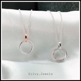 ✔️ส่งฟรี สร้อยคอเงิน สร้อยคอเงินแท้ 92.5% 💍Silvy Jewels สร้อยคอเงินแท้ ยาว 18 นิ้ว มีจี้วงกลม 3อันคล้องกัน