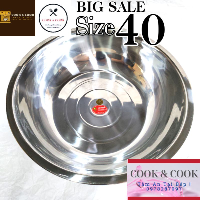 เวียดนาม ft Cook 304 กะละมังสแตนเลส ขนาด 40 ซม. กะละมังสแตนเลสอเนกประสงค์ ล้างหน้า อบ ผสมอาหาร สปา..