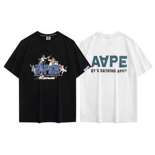 เสื้อยืดลําลอง แขนสั้น คอกลม พิมพ์ลาย A Bathing Ape AAPE คุณภาพสูง แฟชั่นฤดูใบไม้ผลิ และฤดูร้อน สําหรับผู้ชาย และผู้หญิง