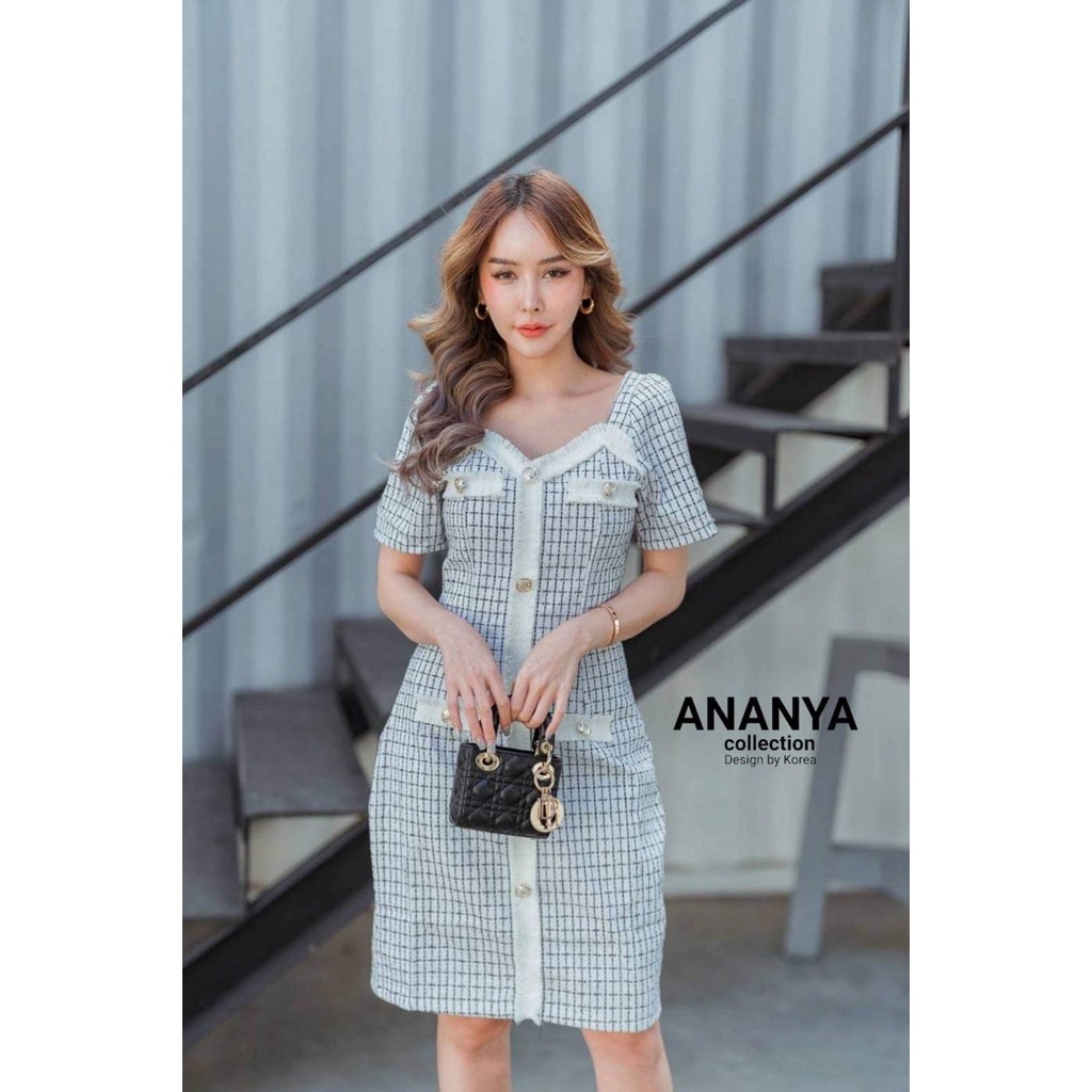 🔖🔖TAG : ANANYA collection เดรสสั้นสีขาว เดรสผ้าทอ เดรสทวิต (Size S)