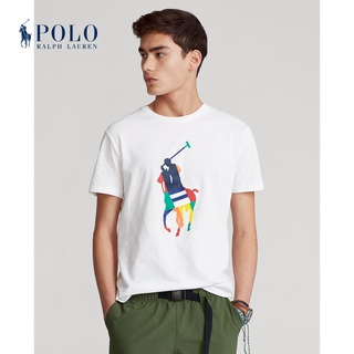 เสื้อยืดสีขาวRalph Lauren / Ralph Lauren เสื้อยืดลําลองถักสําหรับผู้ชายแขนสั้นคอกลมทรงสลิมฟิต