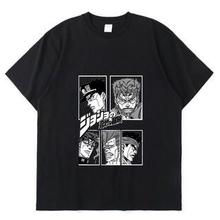 เสื้อยืดแขนสั้น ผ้าฝ้าย ทรงหลวม พิมพ์ลายการ์ตูนอนิเมะ Jojo Bizarre Adventure สไตล์ญี่ปุ่น คลาสสิก โอเวอร์ไซซ์ แฟชั่นฤดูร