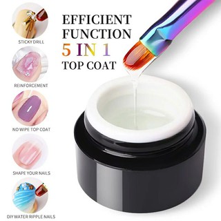 5 IN 1 No-wipe Top Coat Reinforcement Gel Nail Polish Efficient Function Adhesive Water Nail Art Gel DIY Design