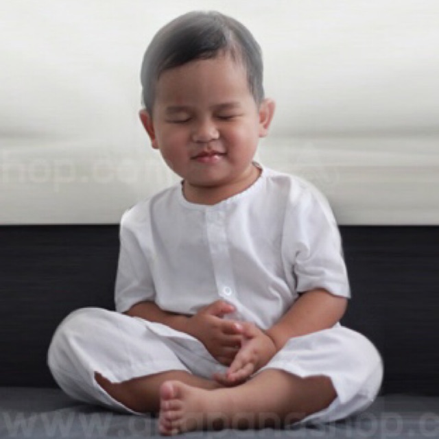 ✅แท้-ถูก-ชัวร์✅ ชุดขาวเด็ก ชุดปฏิบัติธรรมเด็ก ชุดธรรมะเด็ก รัตนาภรณ์