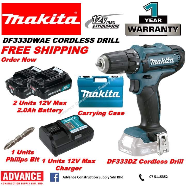 MAKITA 12V max Cordless Drill Battery Driver Drill DF333D DF333DWAE 🔥 1 Year Warranty  🔥 🔥 100% Orig