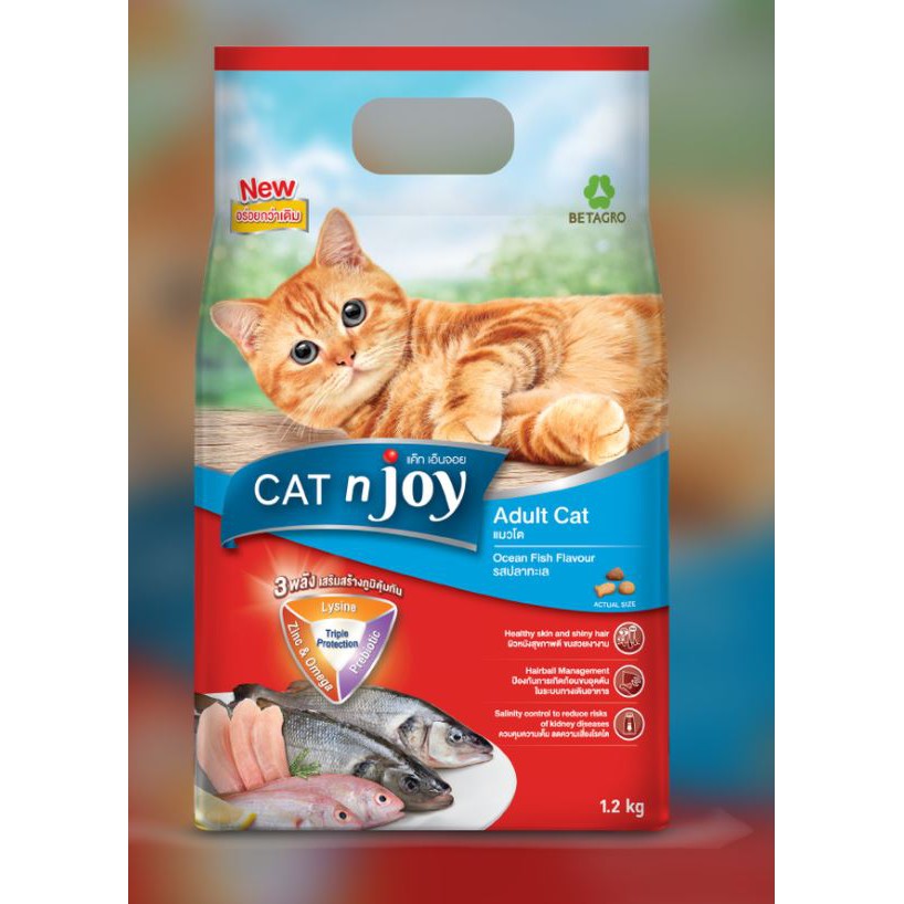 CAT'njoy ขนาด 1.2 กก. (แค็ท เอ็นจอย) อาหารเม็ดสำหรับแมวทุกสายพันธุ์ Exp.10/2022