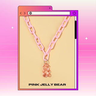 สร้อยคอจี้เจลลี่แบร์ชมพู Pink Chain Bear Pendant Necklace