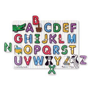 ตัวต่อ Peg Puzzle 26 ชิ้นชุดใหญ่ เสริมทักษะภาษาอังกฤษ❤️ รุ่น See-inside Peg Puzzles Alphabet ✅ ยี่ห้อ MELISSA &amp; DOUG ✅