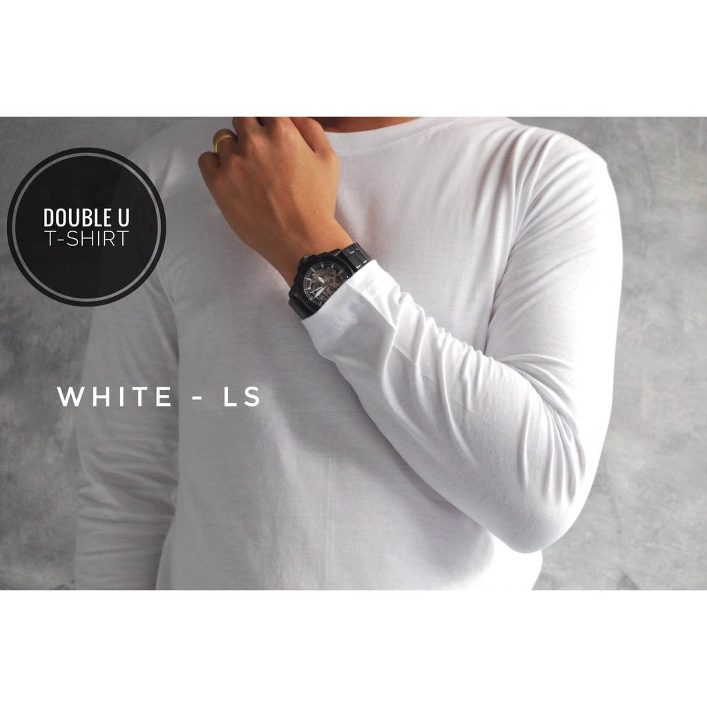 ออกใบกำกับภาษีได้ - White - Long Sleeve ( เสื้อยืดแขนยาว - สีขาว ) **ไม่มีการเย็บตะเข็บข้างตัวเสื้อ **