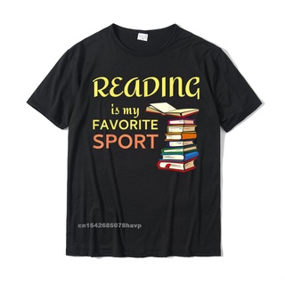 เสื้อยืดผ้าฝ้าย เสื้อยืด พิมพ์ลาย Reading Is My Favorite Sport สําหรับคู่รักหนังสือ