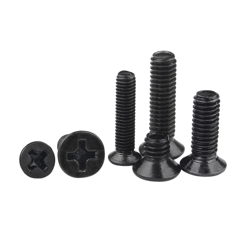 สต็อกพร้อม* 1 ชิ้น,M2.5x8mm M2.5X8L FLAT HEAD สีดํา ZINC MACHINE SCREW ใหม่