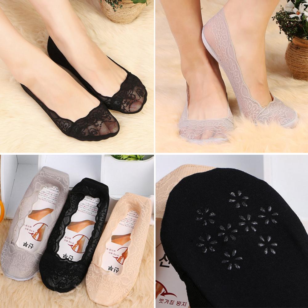 ☆YOLA☆ Fashion Low Cut Socks Cotton Liner No Show Women Lace Invisible ...