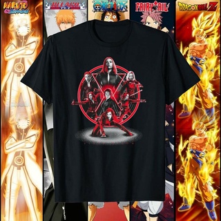 T-shirt  ขายดี เสื้อยืดลําลอง แขนสั้น พิมพ์ลาย Marvel Avengers Widow Mashup สีดํา สําหรับผู้ชายS-5XL